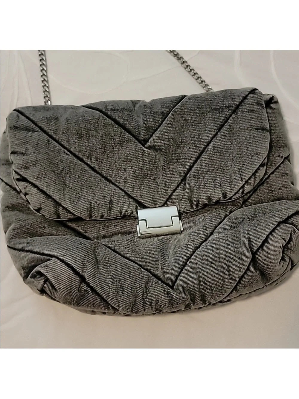 Zara quilted denim shoulder bag